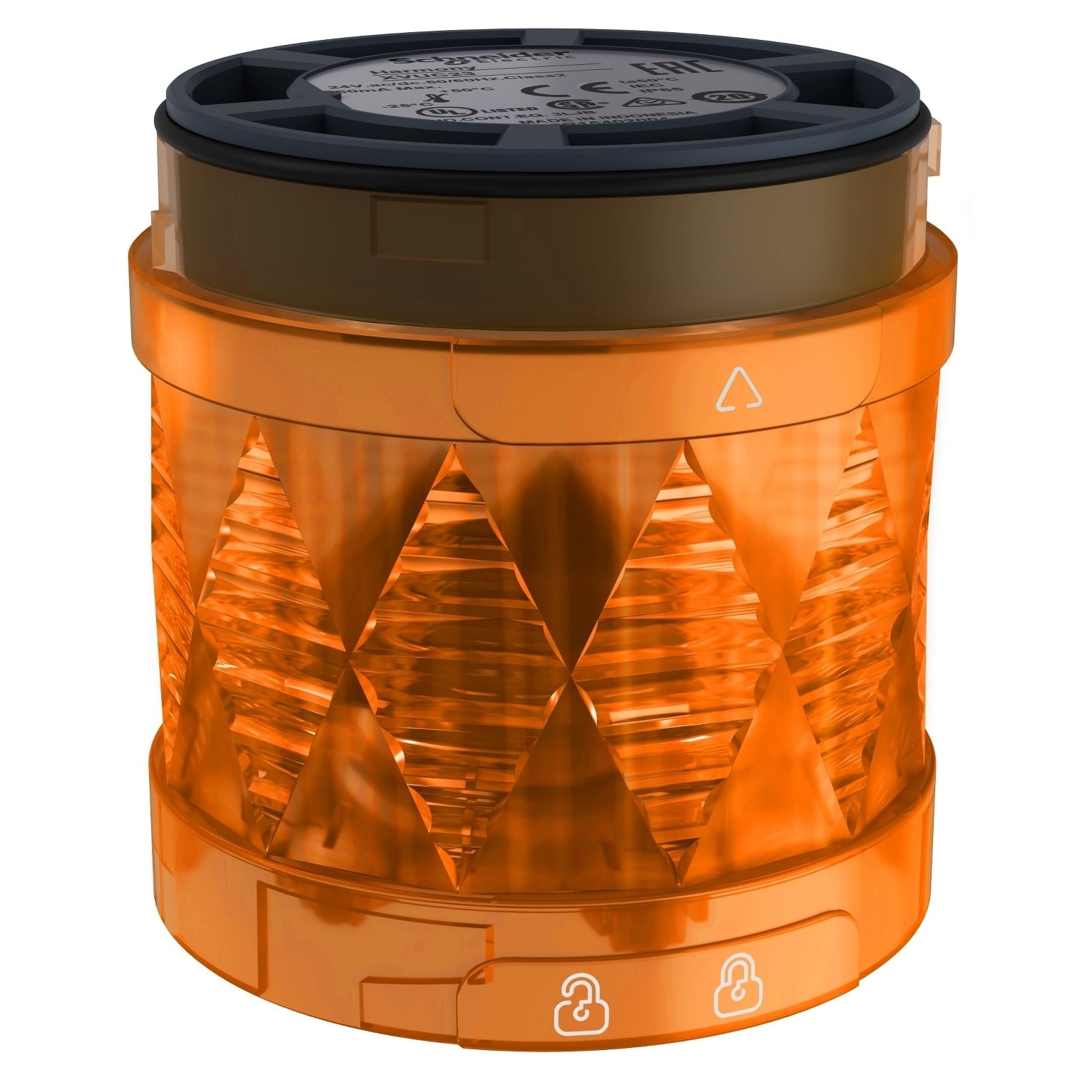 Modular tower light, Harmony XVU, illuminated LED units, orange, 60mm, blinking, IP65, 24V AC DC