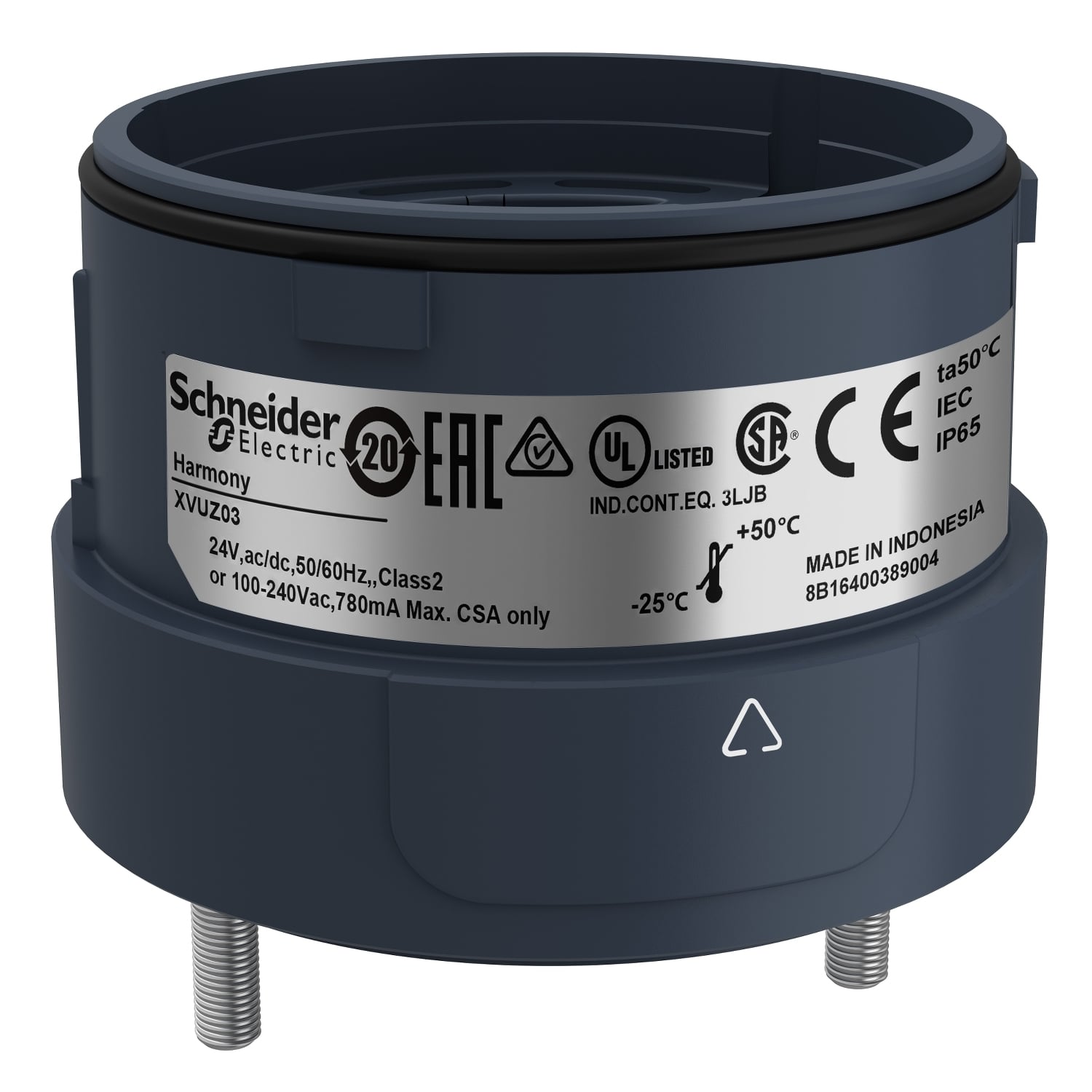 Fixing unit for modular tower lights, Harmony XVU, black, 60mm, 2 pins direct mounting