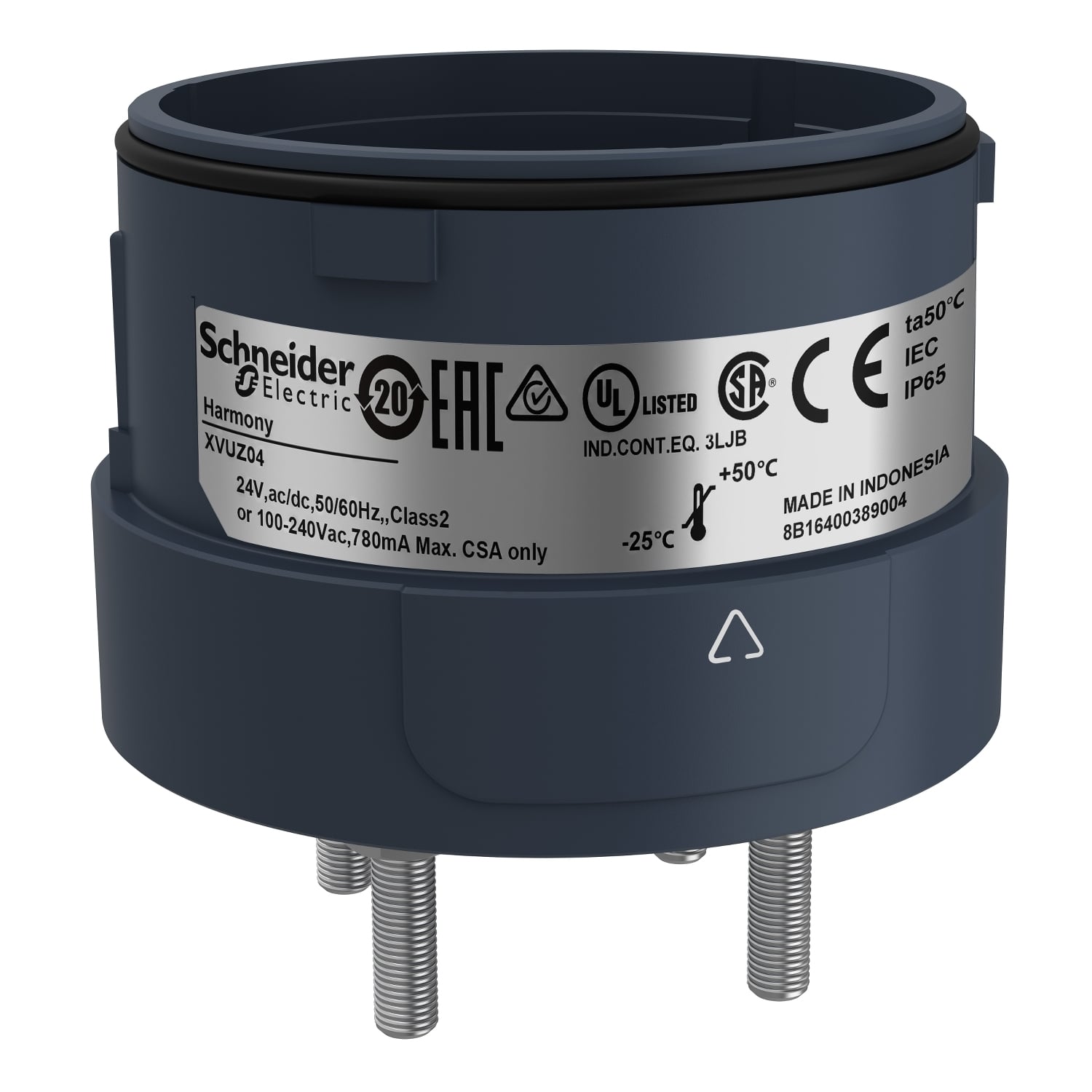 Fixing unit for modular tower lights, Harmony XVU, black, 60mm, 4 pins direct mounting