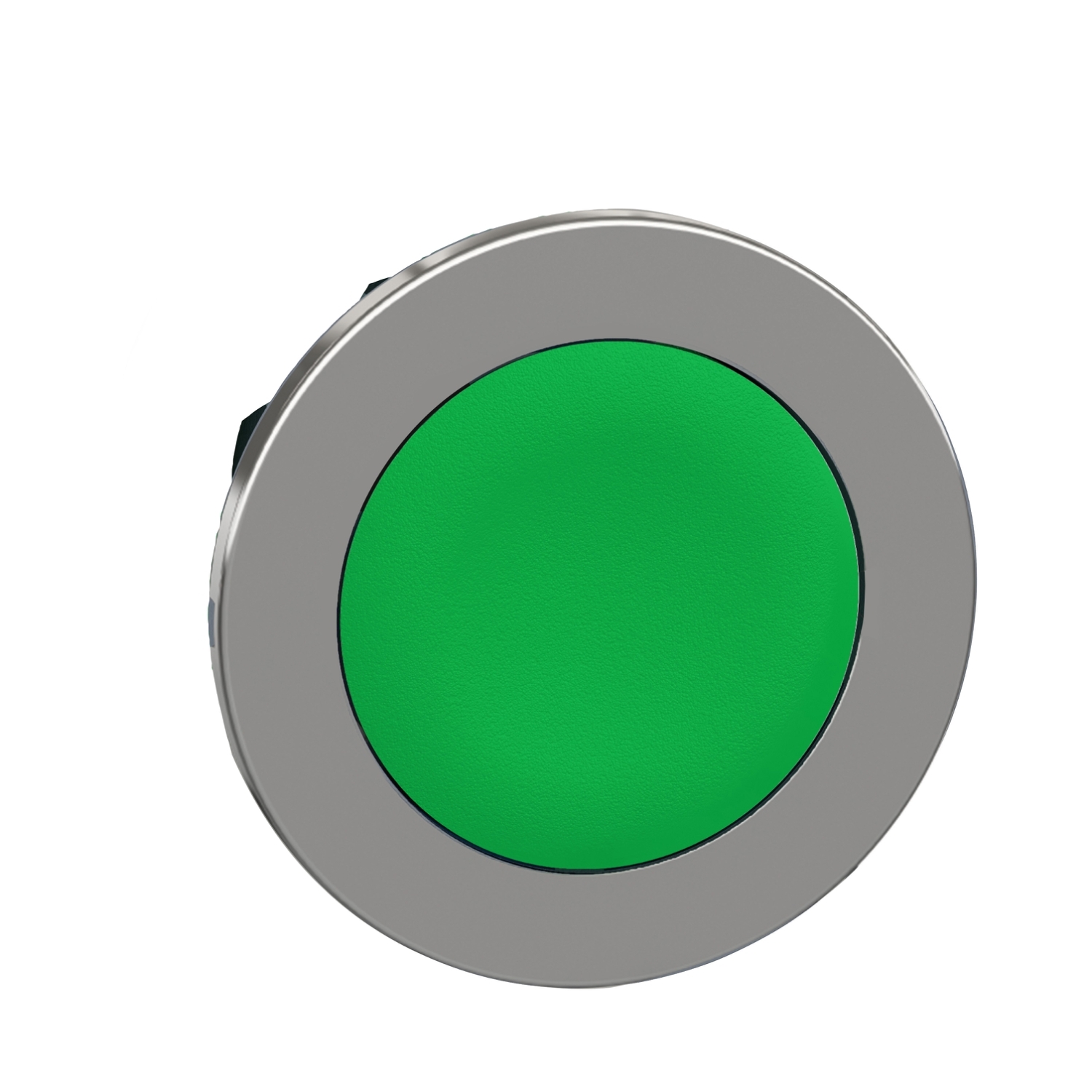 Flush mounted push button head, Harmony XB4, metal, green, 30mm, spring return, unmarked