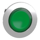Head for illuminated push button, Harmony XB4, metal, green flush mounted, 30mm, universal LED, unmarked