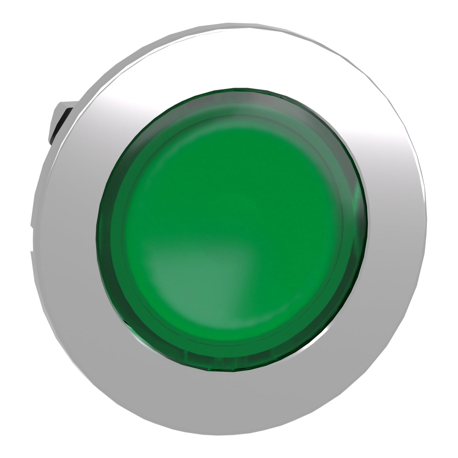 ZB4FH033 Harmony Flush Mount Illuminated Pushbutton Head, 1.2 in, Round Shape, Chromium Plated Metal, Green