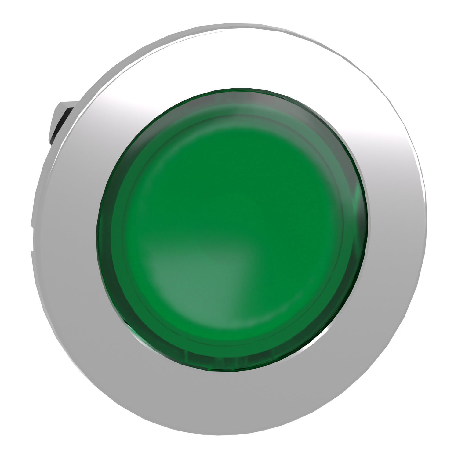 ZB4FW333 Harmony Flush Mount Illuminated Pushbutton Head, 1.2 in, Round Shape, Chromium Plated Metal, Green