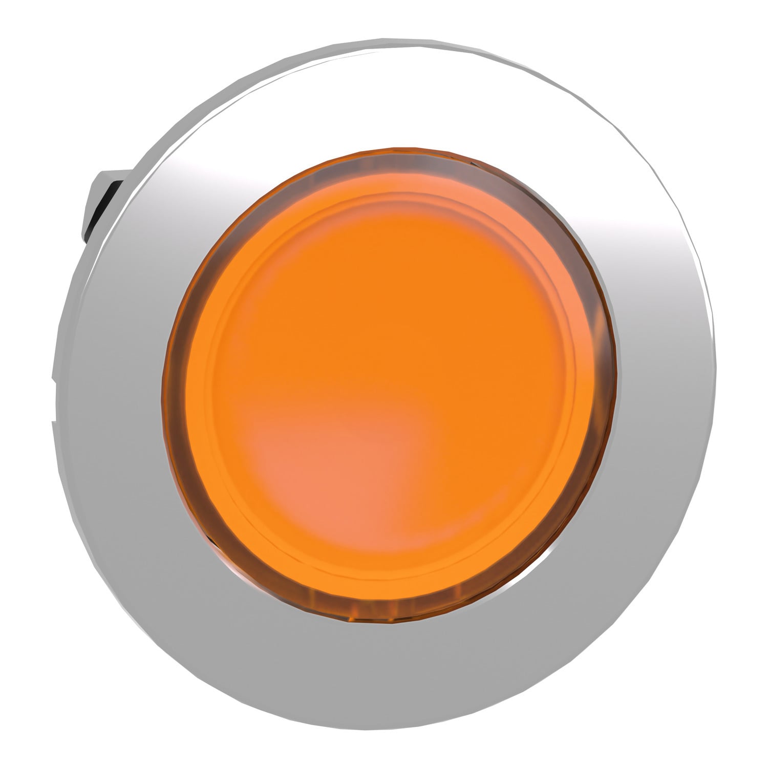 Head for illuminated push button, Harmony XB4, metal, orange flush, 30mm, spring return, universal LED, unmarked
