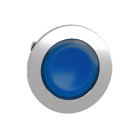 Head for illuminated push button, Harmony XB4, metal, blue flush, 30mm, spring return, universal LED, unmarked
