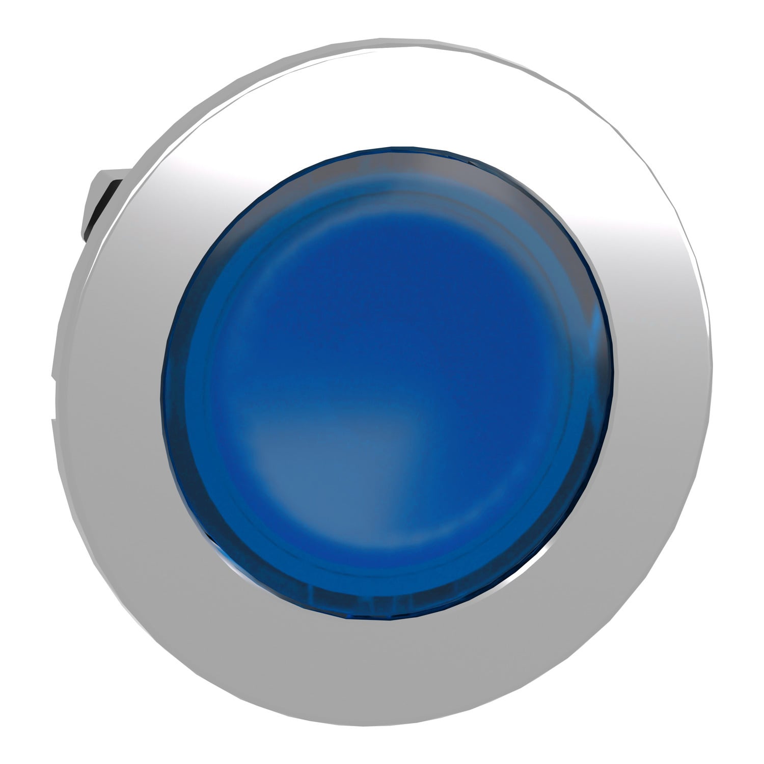 Head for illuminated push button, Harmony XB4, metal, blue flush, 30mm, spring return, universal LED, unmarked