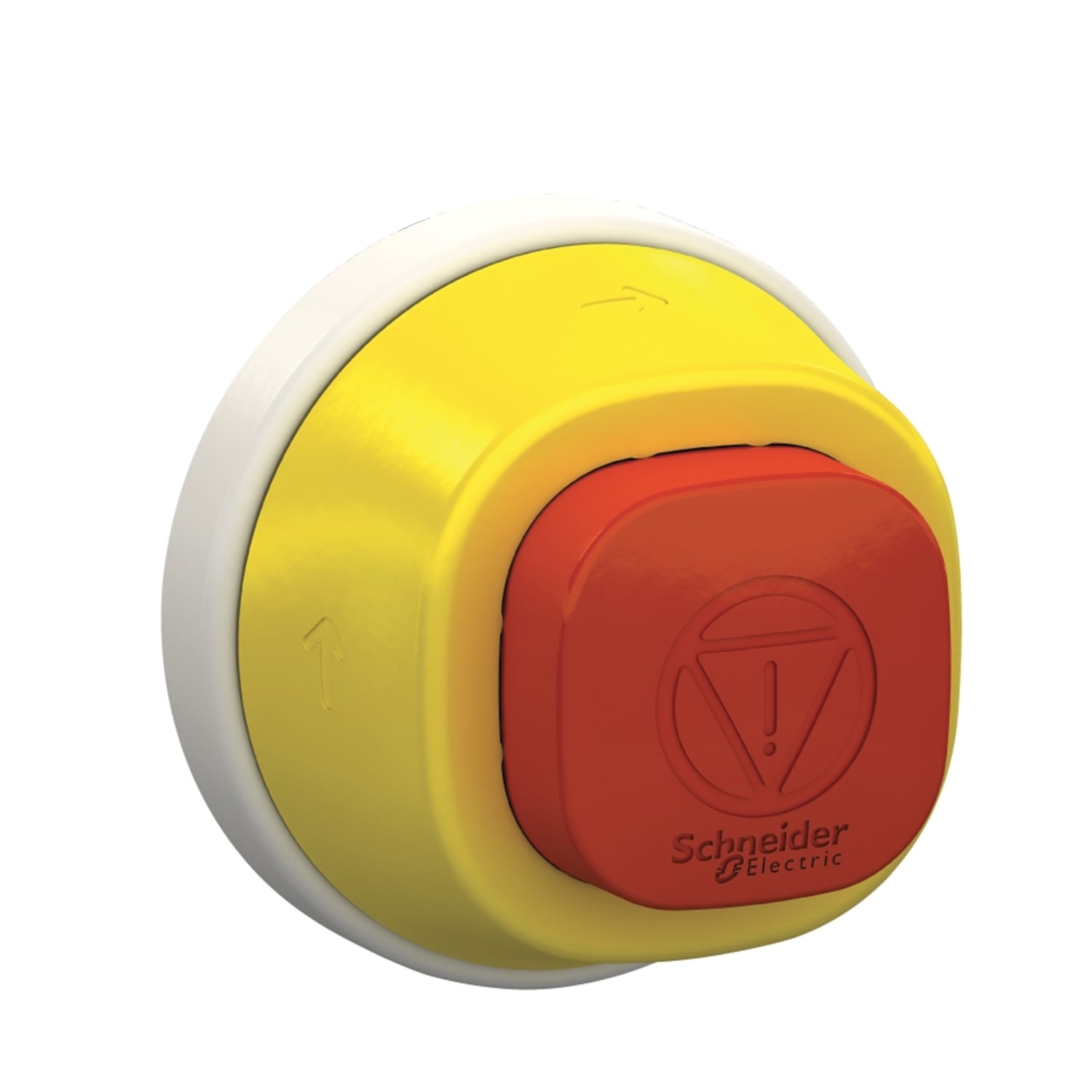 Illuminated emergency stop head, Harmony XB5, plastic, red, 22mm, trigger latching turn to release, white red LED, 24V AC DC