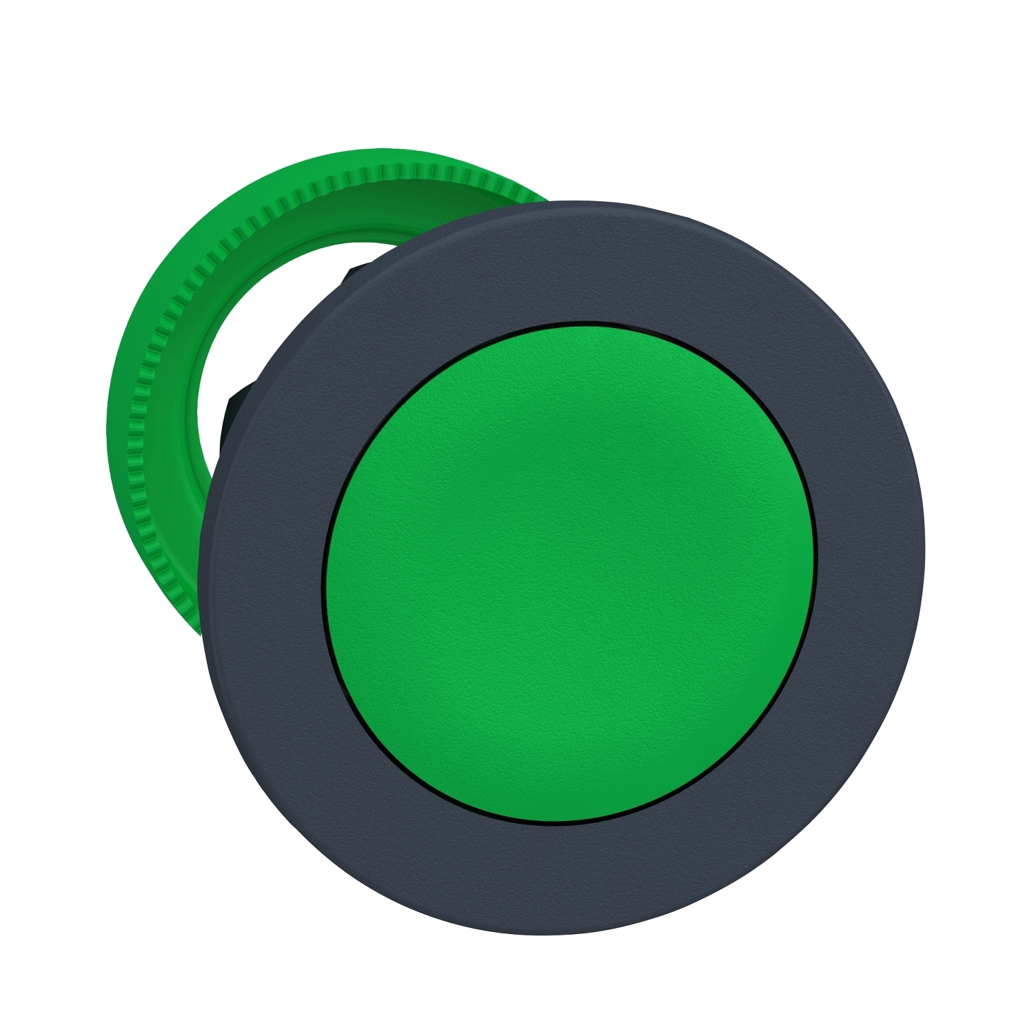 Flush mounted push button head, Harmony XB5, plastic, green, 30mm, spring return, unmarked