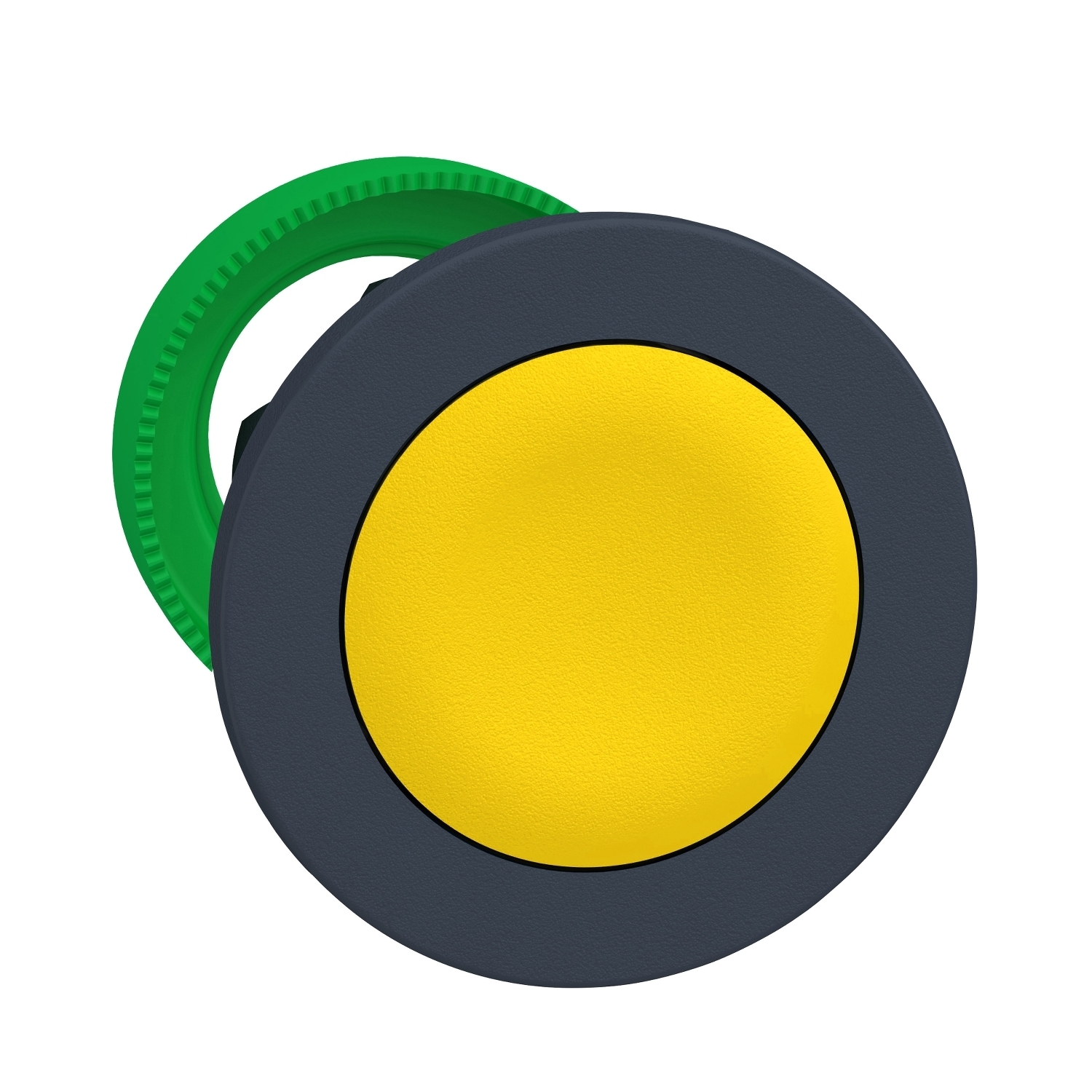 Flush mounted push button head, Harmony XB5, plastic, yellow, 30mm, spring return, unmarked