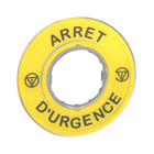 Legend holder 60mm for emergency stop, Harmony XB4, plastic, yellow, marked ARRET D'URGENCE