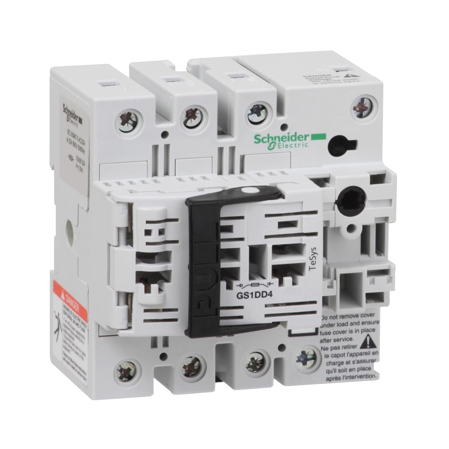 Switch disconnector fuse, TeSys GS, 3P + N, 4NO, 32A, fuse type NFC, size 10x38mm