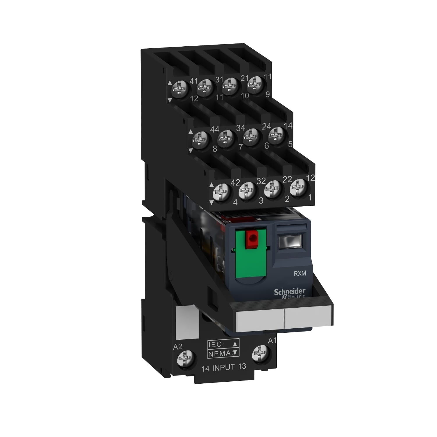 miniature, Harmony Electromechanical Relays, 6A, 4CO, with LED, with lockable test button, separate terminals socket, 24V AC