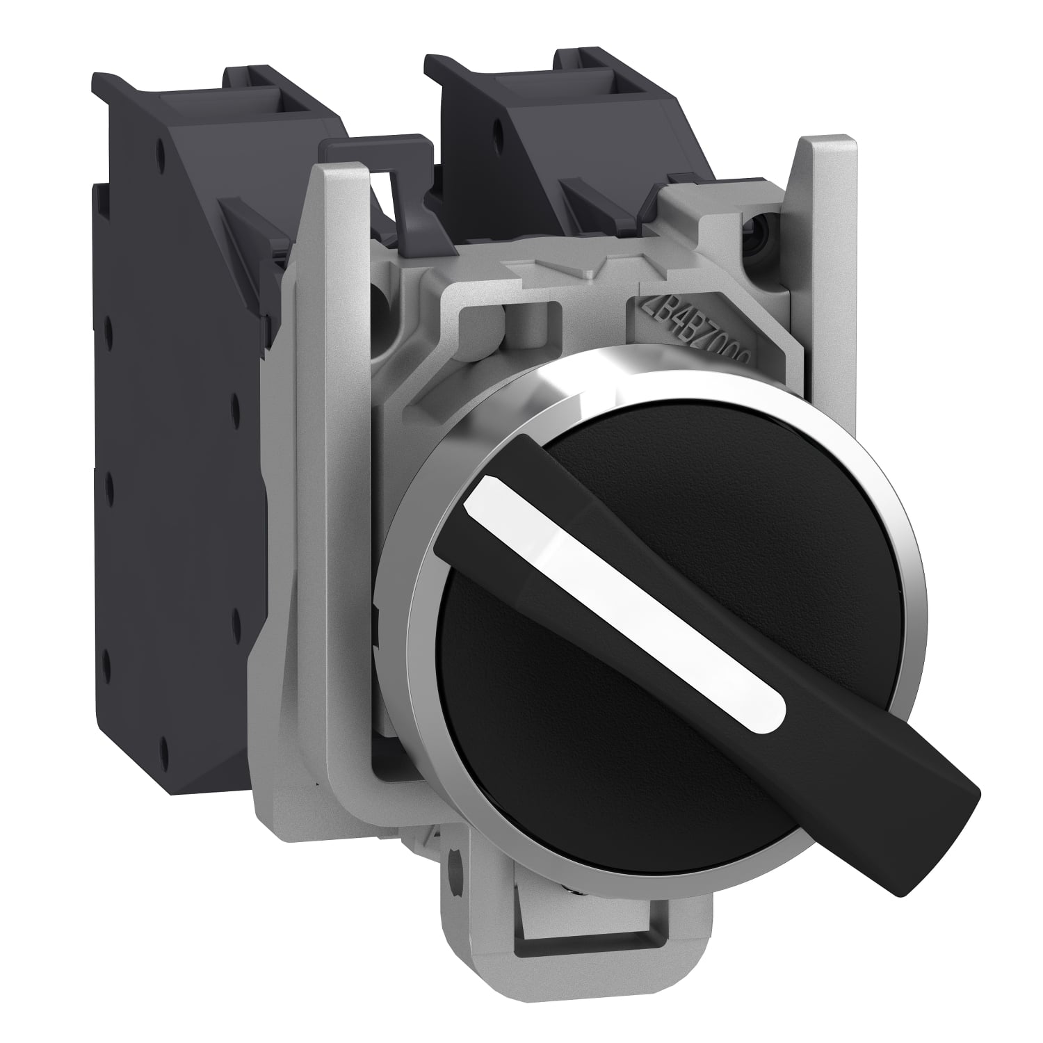 Selector switch, Harmony XB4 - ATEX D, metal, 22mm, 2 positions, black standard handle, stay put, screw clamp terminals, 1NO + 1NC