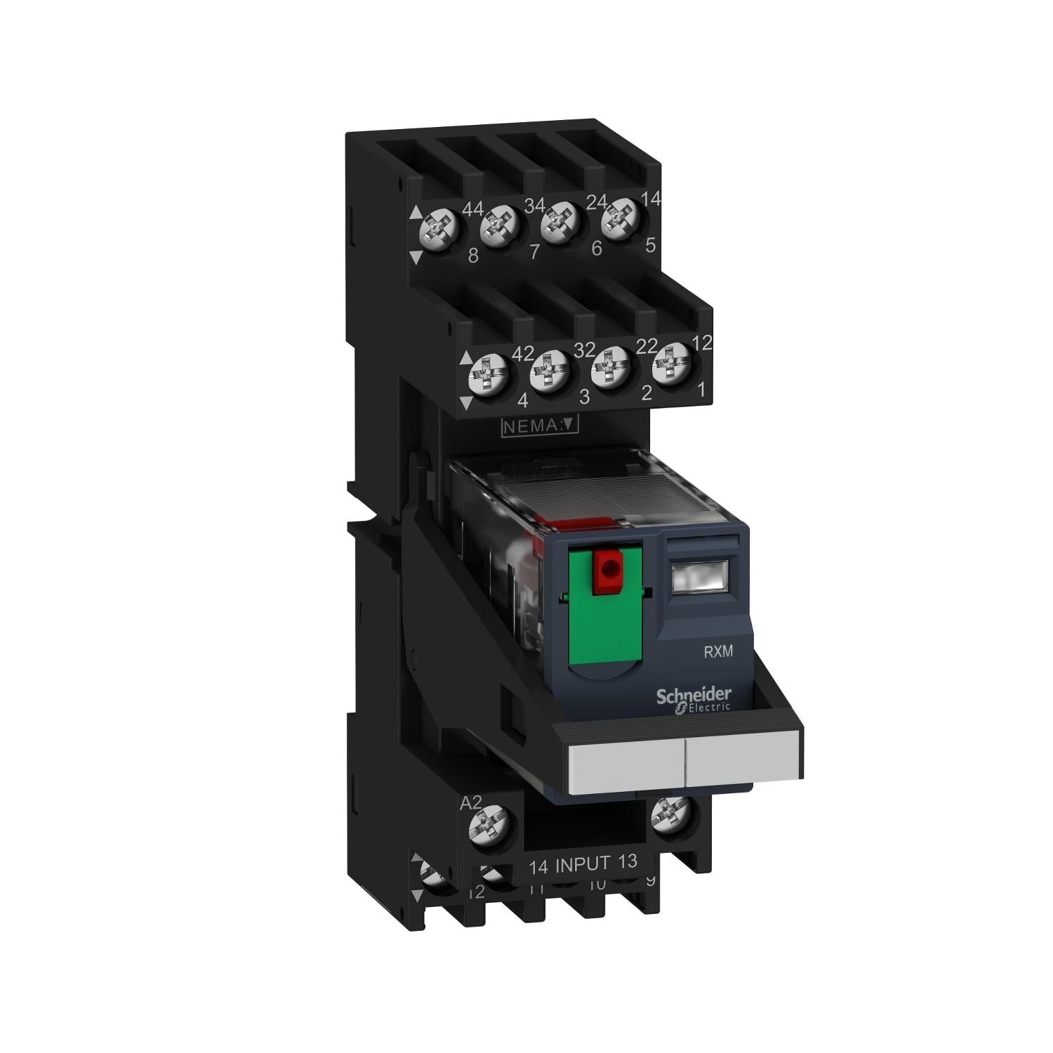 miniature plug in relay pre assembled, Harmony Electromechanical Relays, 10A, 2CO, with LED, lockable test but to n, mixed terminals socket, 24V AC