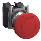 22mm push button, Harmony XB4, metal base, red turn to release emergency stop push button, 1NO/1NC, explosive atmosphere
