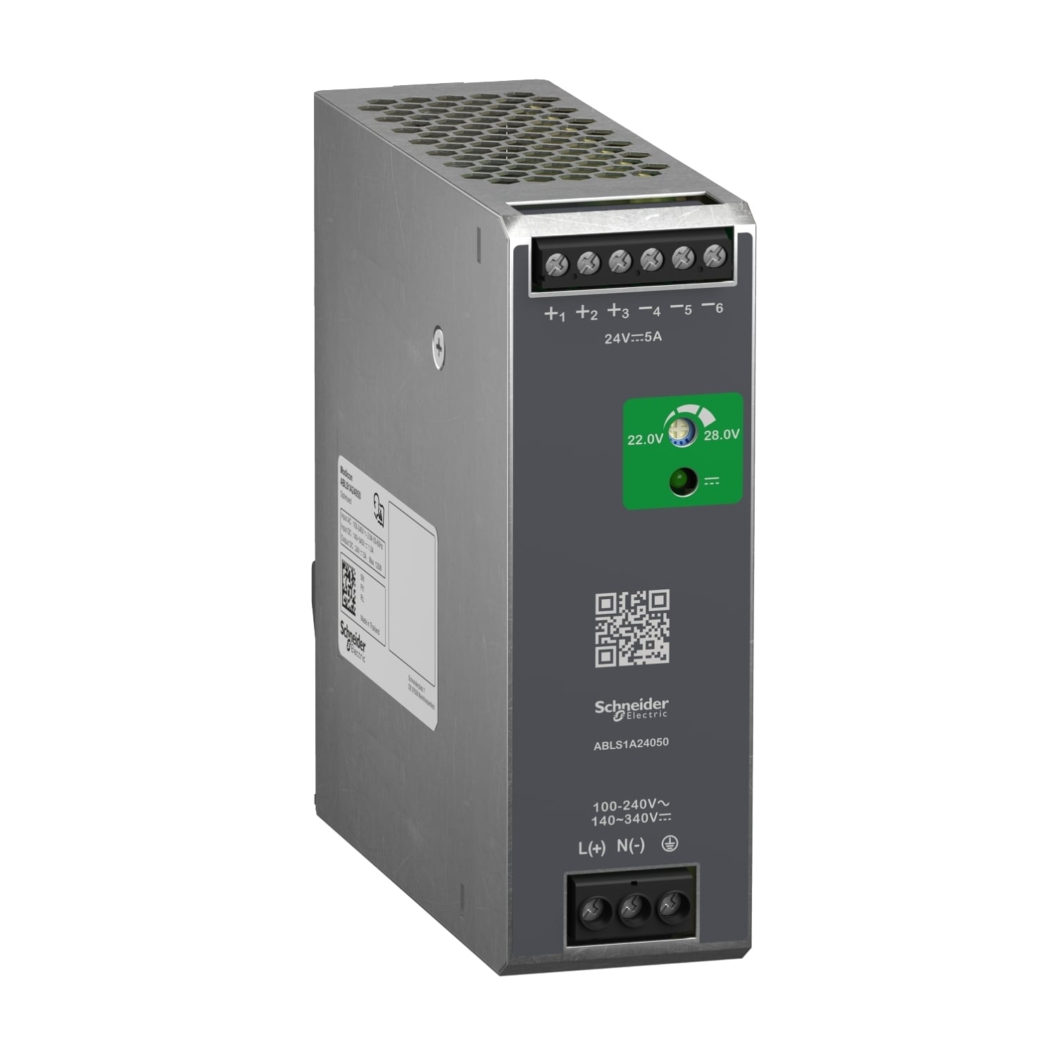 Regulated Power Supply, 100 to 240V AC, 24V, 5A, single phase, Optimized