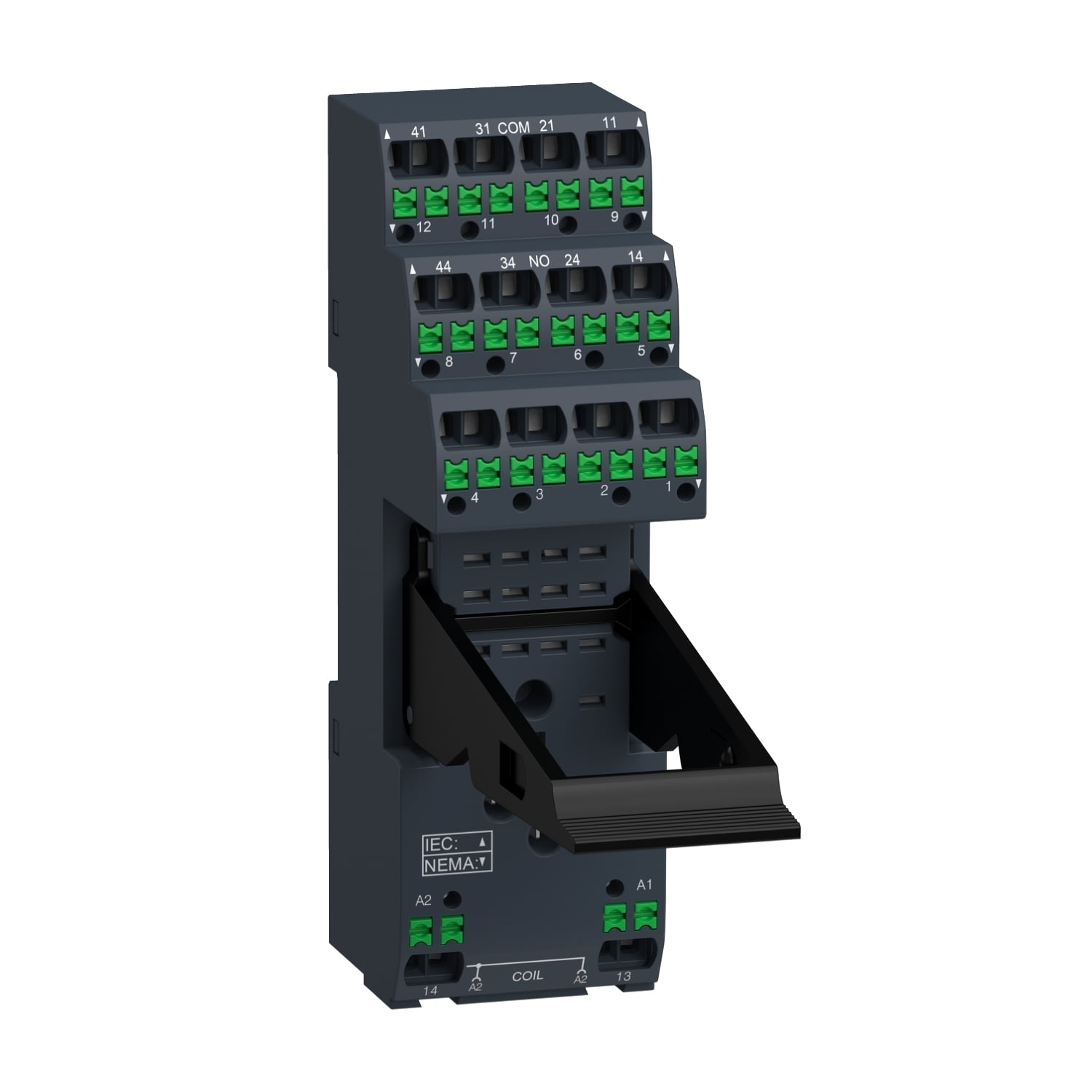 push in socket with clamp, Harmony Electromechanical Relays, for RXM relays, 12A 2CO, 6A 4CO, push in terminals, separate contact