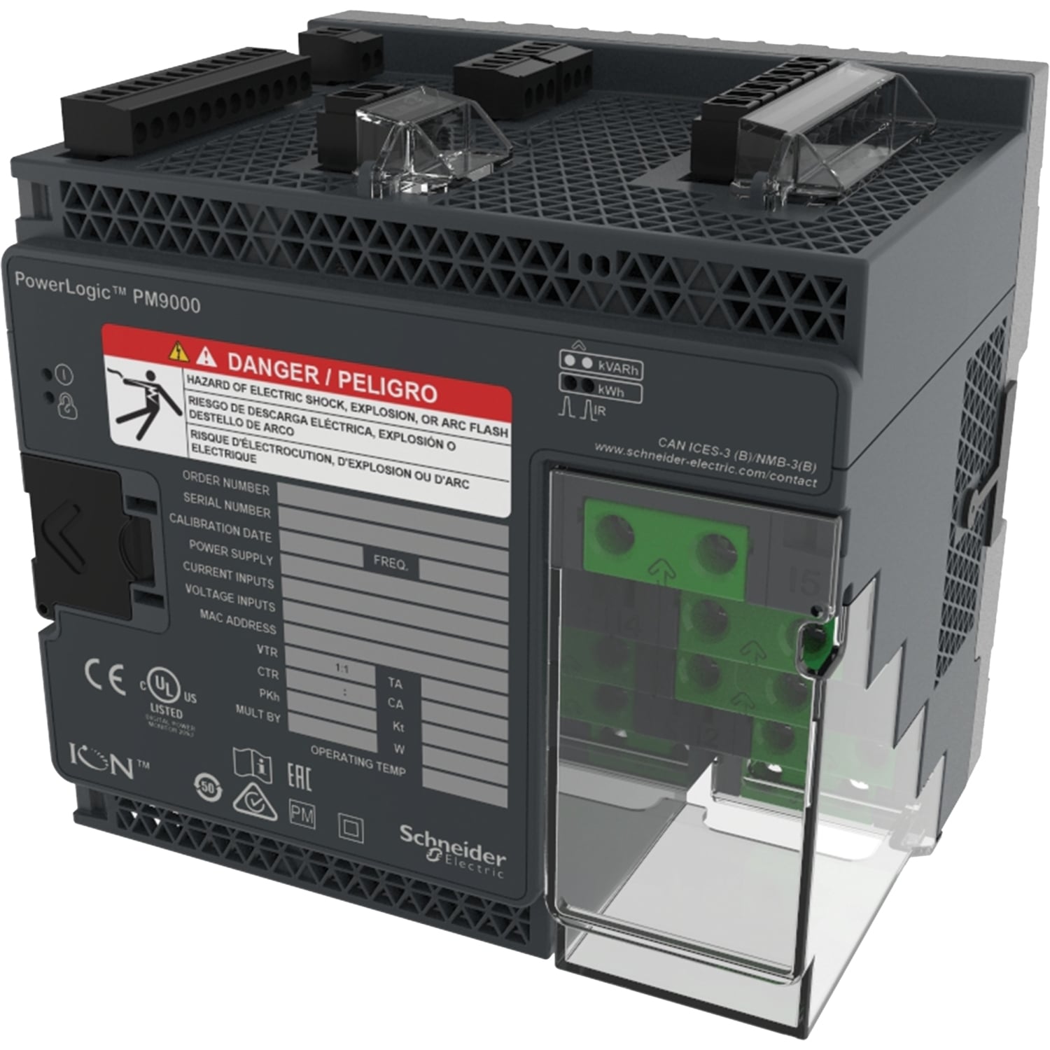 PowerLogic? ION9000T meter, HSTC, DIN mount, no display, HW kit