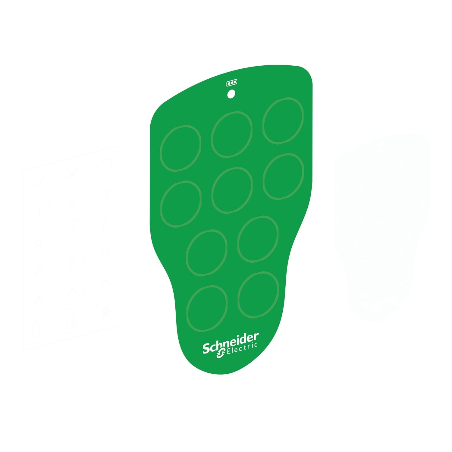 Front label, Harmony Pocket Remote, cover with legend option, marking accessory, polyester, white/green