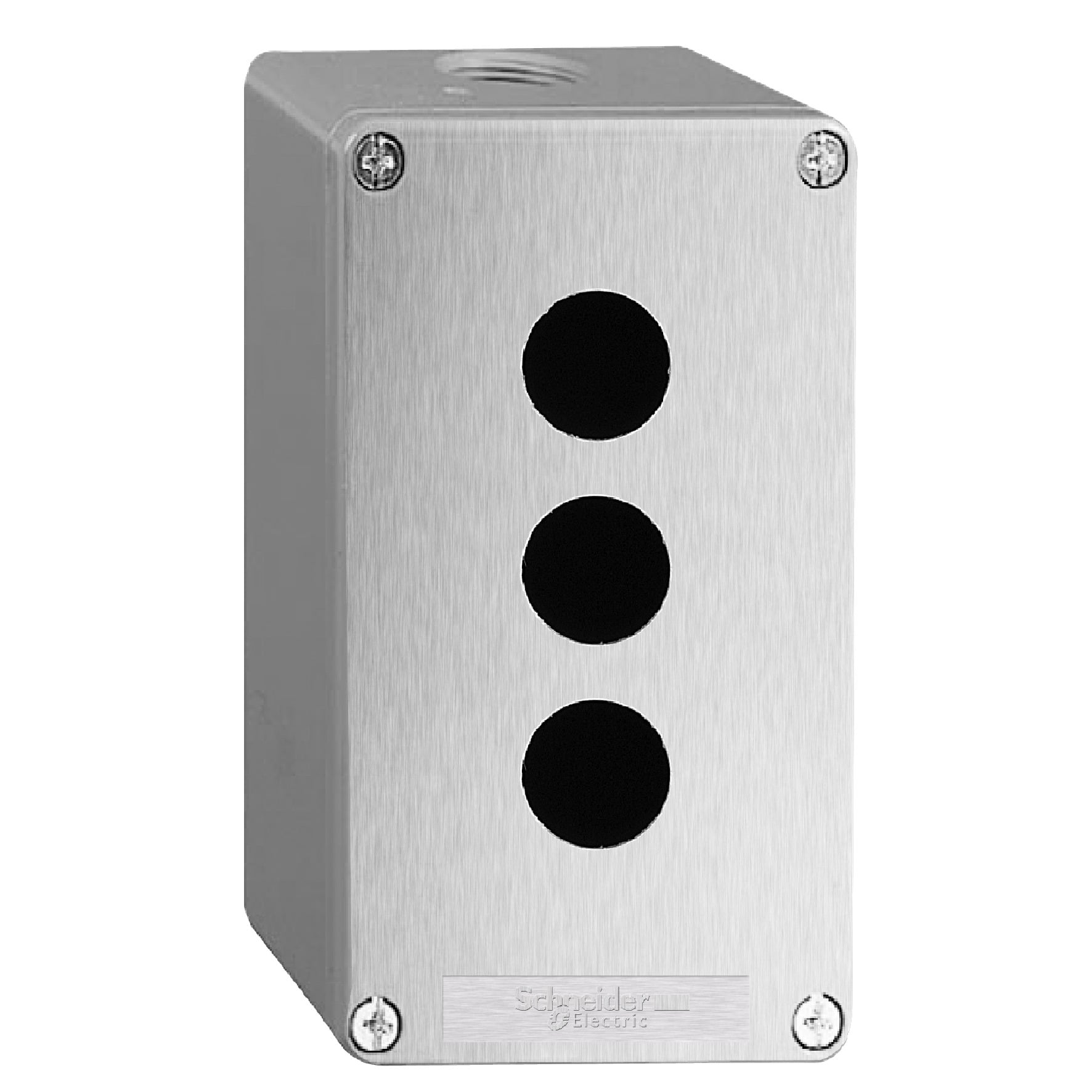 22mm push button, Harmony XALD, empty grey enclosure, die cast zinc alloy, 3 openings, vertical mount, NEMA 4, 13