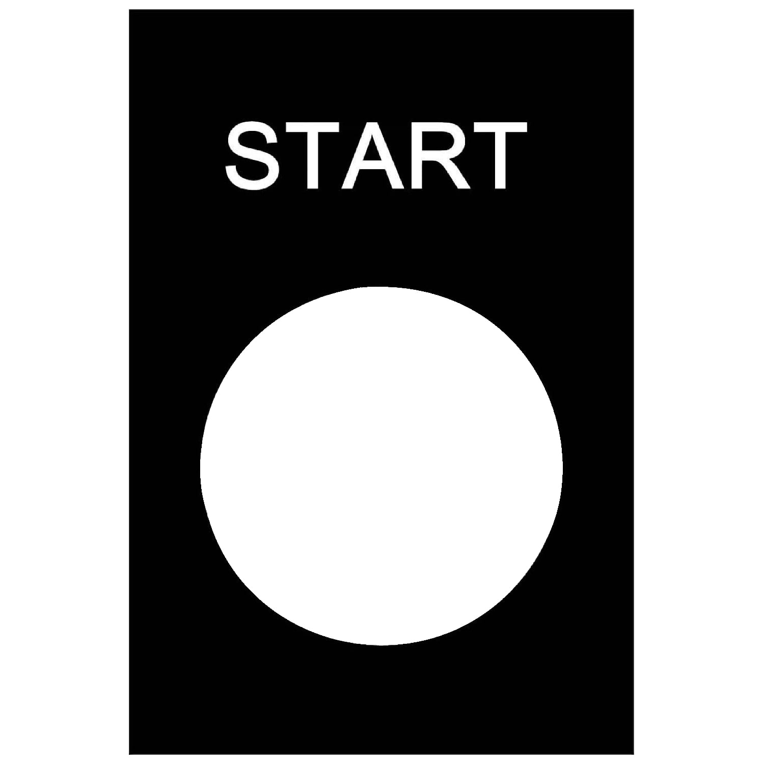 Marked legend, Harmony XAC, nameplate, 30x40mm, plastic, black, 22mm push button, white marked START