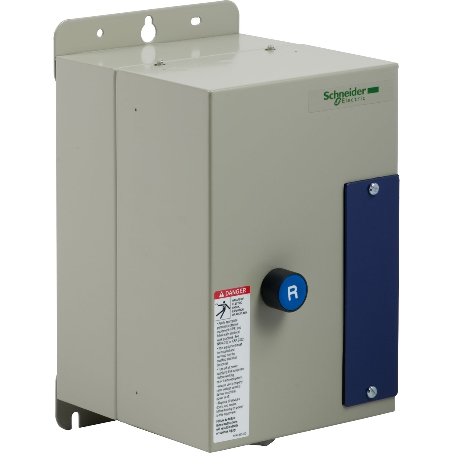 Full voltage nonversing starter, TeSys Deca, 3P, Type 12/3R, 9A, 120VAC coil, unfused