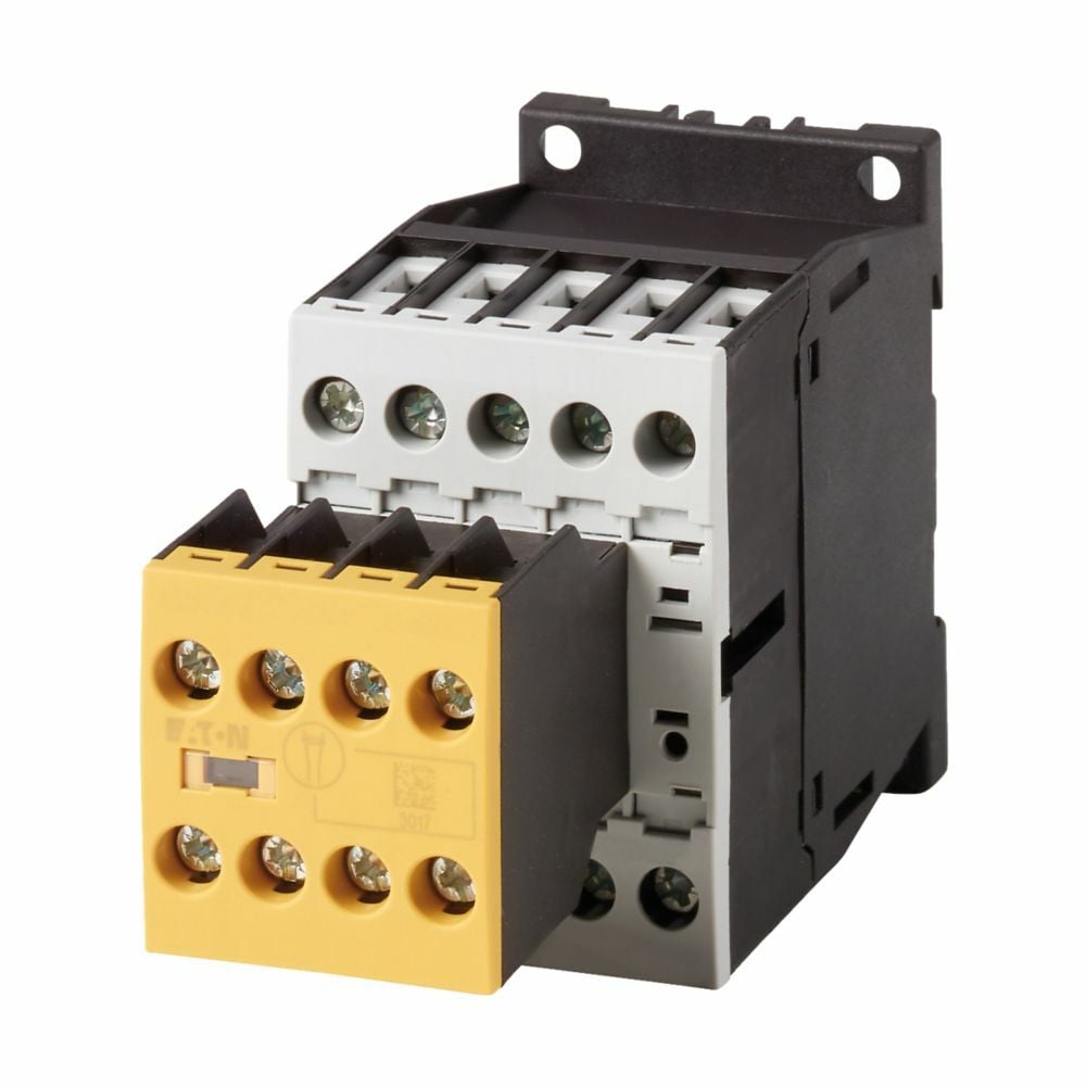 Eaton XT IEC contactor, 12A, 24 Vdc, 2NO3NC, 12A, Frame BE, 45mm, 3,  3,  10,  10 hp (3PH @200/208, 230/240, 460/480, 575/600 V), Three-pole, Non-reversing, 200-600V, XT IEC series, Full voltage non-reversing safety contactor