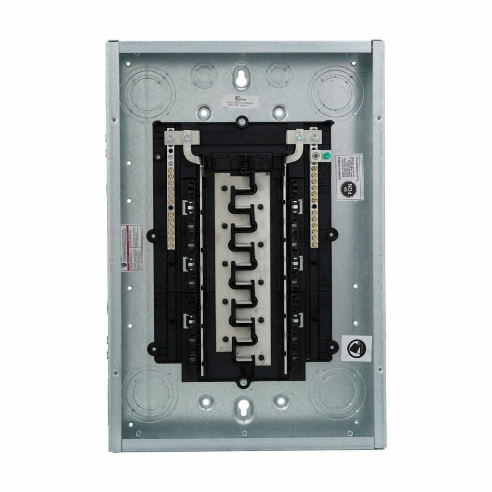 Plug-on neutral main circuit breaker loadcenter,125A,X2,Aluminum,Cover included,NEMA 1,Metallic,10kAIC,BR,32 circuits,Single pole,16 spaces,Two hots, a neutral and a ground,Single-phase,#6-1/0 AWG Cu/Al,25,Kilo Ampere,Gray,Combination,NEMA