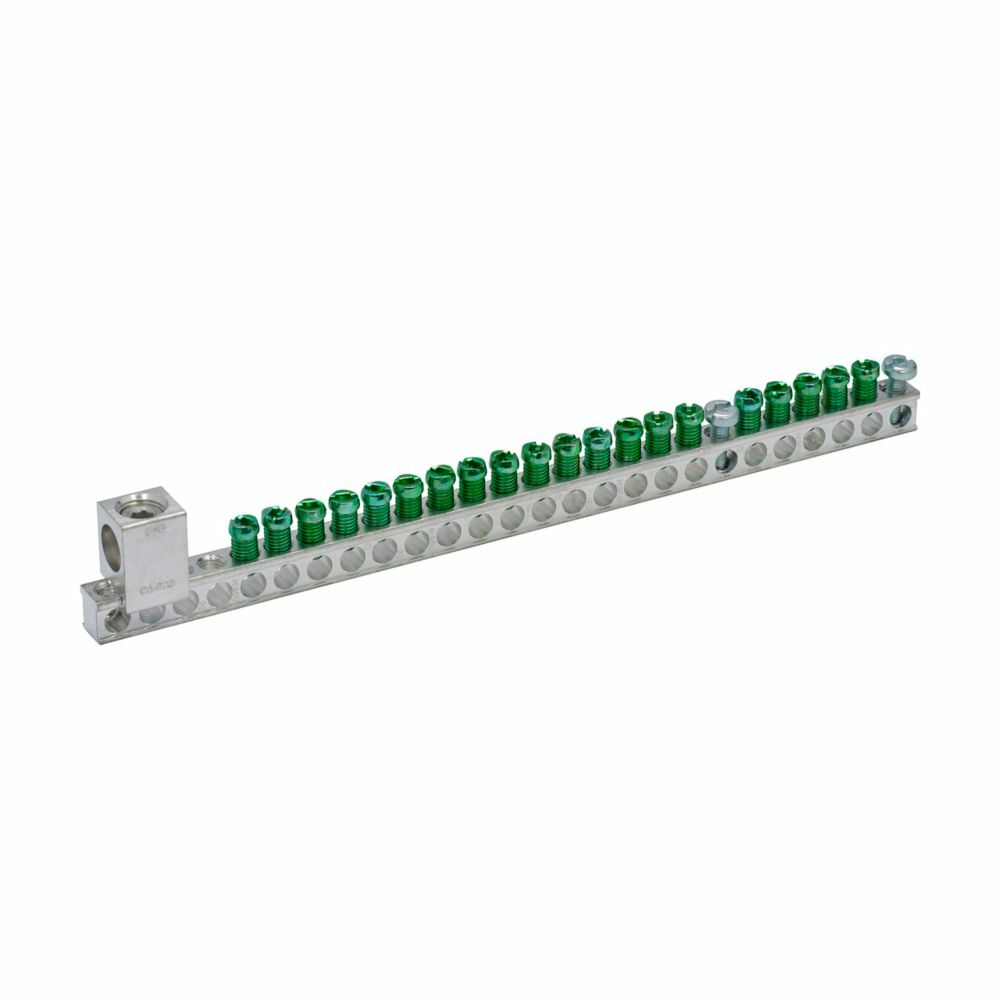 Eaton PON Accessories - 21 Terminal Ground Bar,(1) 2/0 lug -CH/BR plug-on neutral,Ground bar,21 Circuits,21 terminals
