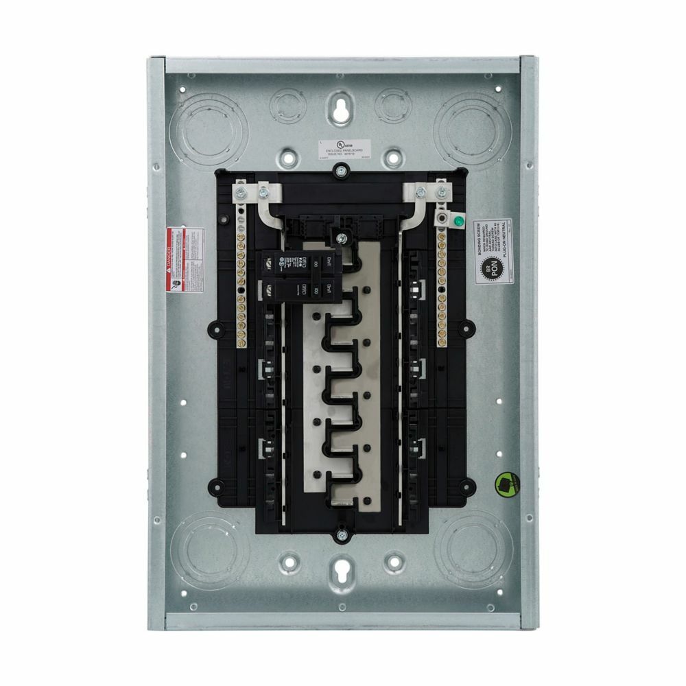 Plug-on neutral main circuit breaker loadcenter,125A,X2,Aluminum,Cover included,NEMA 1,Metallic,10kAIC,BR2125,32 circuits,Single pole,16 spaces,Two hots, a neutral, and a ground,Single-phase,Gray,Combination,NEMA 1,Type BR 1-inch breakers,1