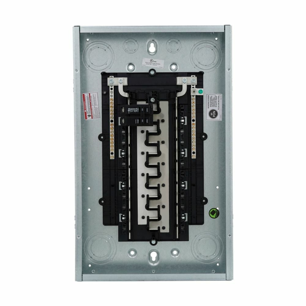 Eaton Plug-on neutral main circuit breaker loadcenter,X3,Aluminum,Cover included,NEMA 1,Metallic,10kAIC,BR2125,40 circuits,Single pole,20 spaces,Two hots, a neutral, and a ground,Single-phase,Gray,Combination,NEMA 1,Type BR 1-inch breakers
