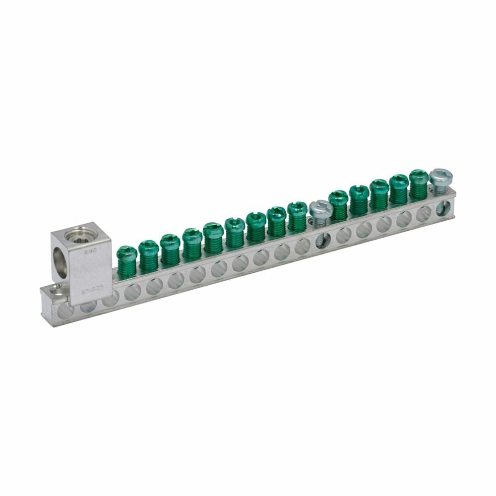 Eaton PON Accessories - 14 Terminal Ground Bar,(1) 2/0 lug -CH/BR plug-on neutral,14 Circuits,14 terminals