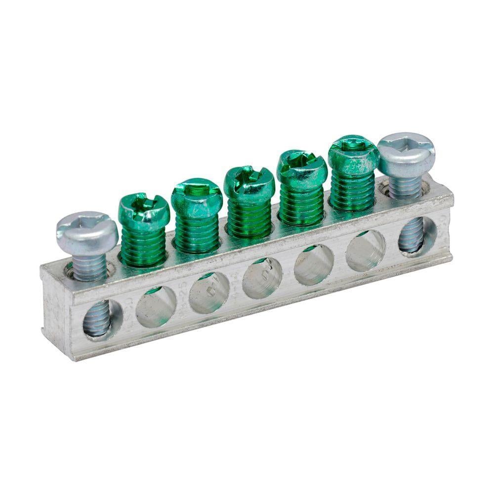 GBKP5 Ground Bar Kit, 2.39 in L, 14 to 10 AWG, 14 to 4 AWG Aluminum/Copper Conductor, 5 Terminals, For Use With Type BR/CH Plug-On Neutral Loadcenter and Circuit Breaker