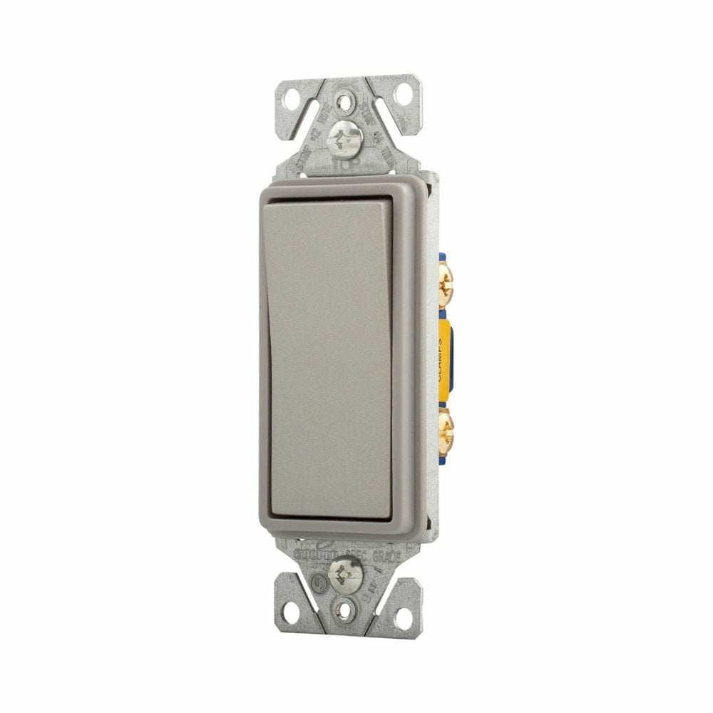 Eaton decorator dimmer switch, 15A, 120/277V, Back push wiring, Slvr gran, 1-pole 752803