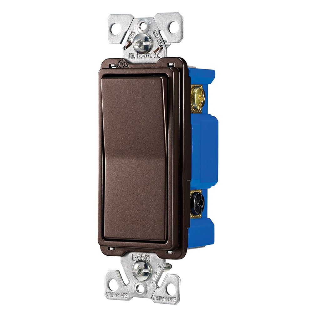 Eaton decorator dimmer switch, 15A, 120/277V, Back push wiring, Oil rubbed bronze, Four-way 752896