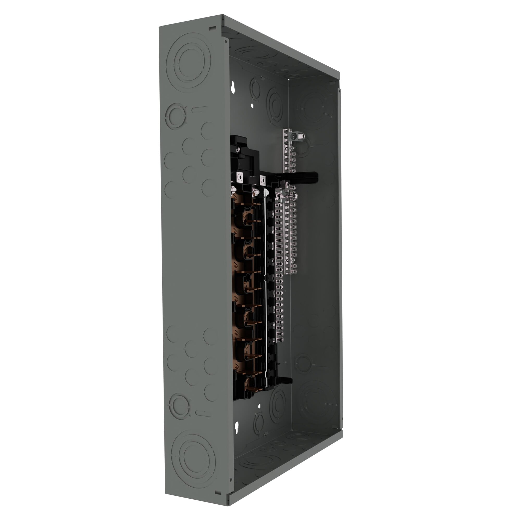  LOW VOLTAGE PLUG-ON NEUTRAL READY PRO SERIES ASSEMBLED LOAD CENTER. MAIN LUG WITH 24 1-INCH SPACES ALLOWING MAX 48 CIRCUITS. 1-PHASE 3-WIRE SYSTEM RATED 120/240V (125A) 100KAIC. SPECIAL FEATURES COPPER BUS, GREY TRIM NEMA TYPE 1 ENCLOSURE FOR INDOOR USE.