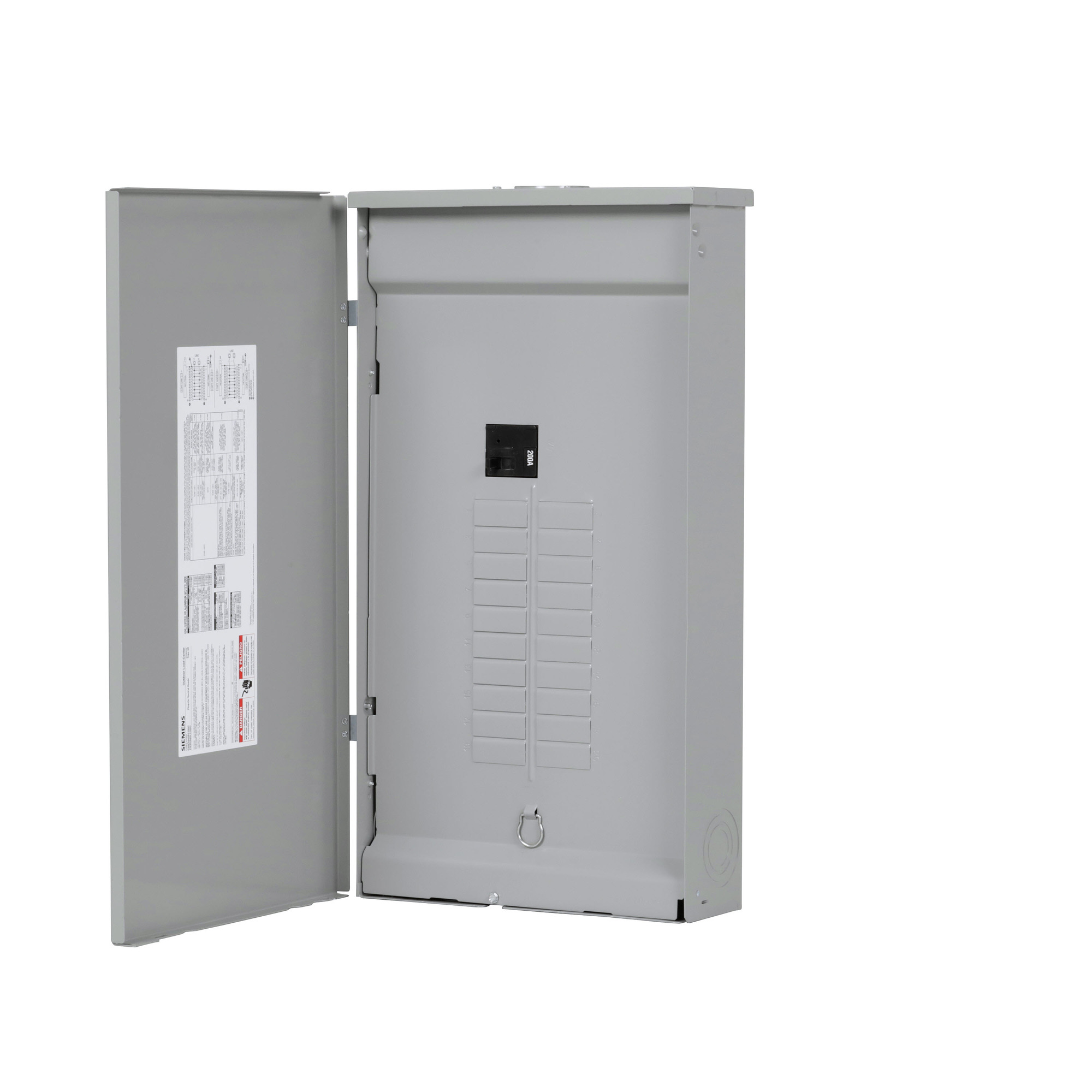  LOW VOLTAGE PLUG-ON NEUTRAL READY PRO SERIES ASSEMBLED LOAD CENTER. MAIN BREAKER WITH 20 1-INCH SPACES ALLOWING MAX 40 CIRCUITS. 1-PHASE 3-WIRE SYSTEM RATED 120/240V (200A) 22KAIC. SPECIAL FEATURES COPPER BUS, GREY TRIM NEMA TYPE 3R ENCLOSURE FOR OUTDOOR USE.