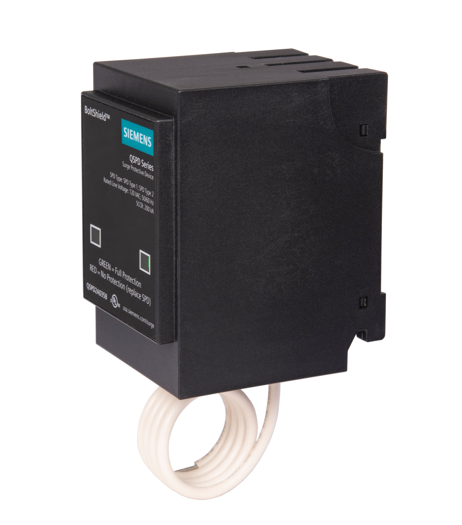  LOW VOLTAGE SURGE PROTECTION DEVICE (SPD). PLUG-ON SPD MODULE FOR LOAD CENTER WITH 2-POLE Q FRAME MAIN CIRCUIT BREAKERS. SUITABLE FOR 120/240V 1-PHASE 3-WIRE VOLTAGE SYSTEMS. 35kA PER PHASE SURGE CAPABILITY. SPECIAL FEATURES BASE MODEL (NO LED / NO AUDIBLE ALARM)