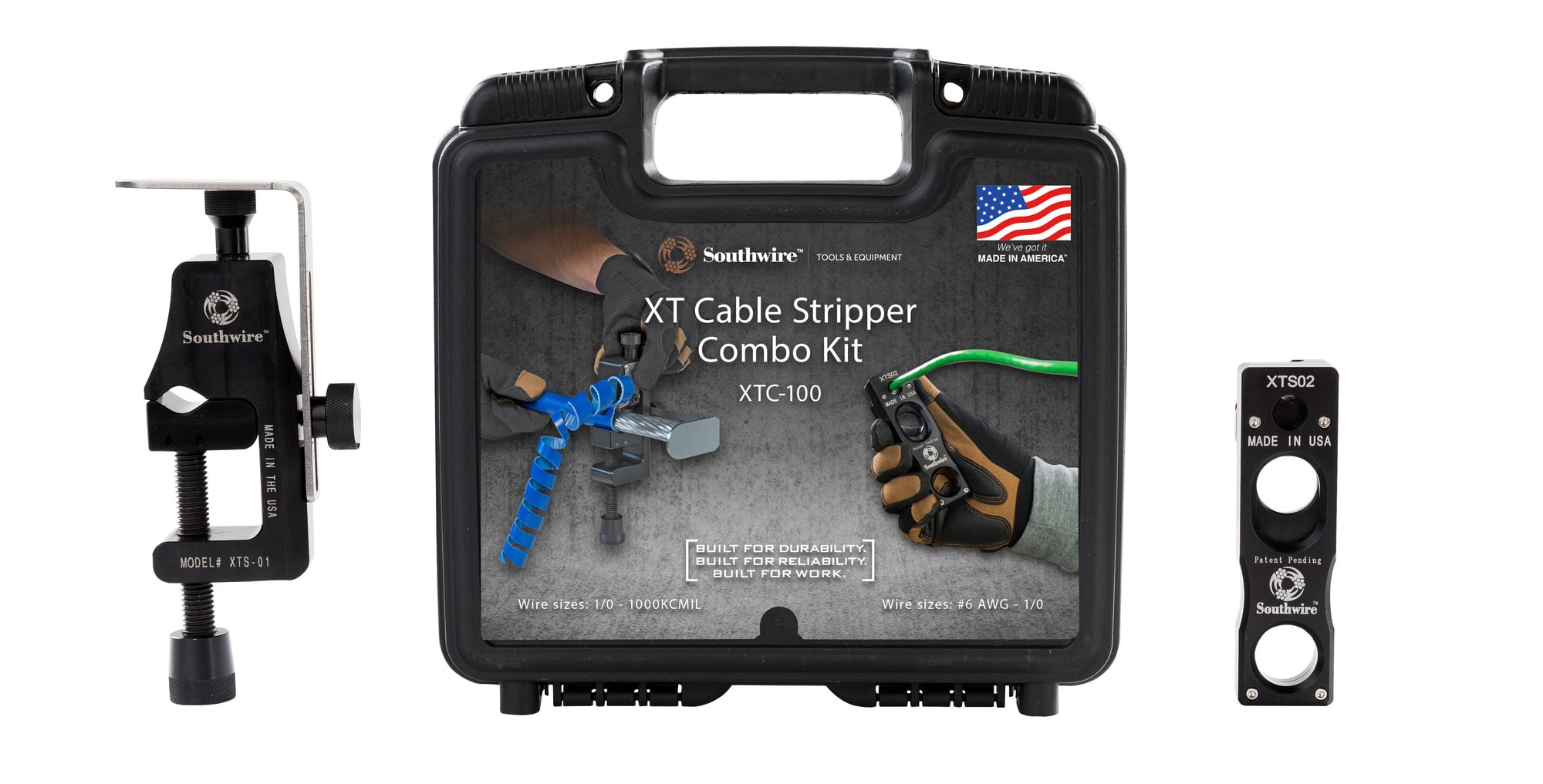 The XT Cable Stripper is made for end and Mid-Span terminations of 600 volt 1/0 to 1000kcmil or outside diameter sizes from (.33-1.284). Works on THHN, XHHW, RHH, RHW, and USE jackets. The XT Combo Kit includes both the XTS-01 and the XTS-02.