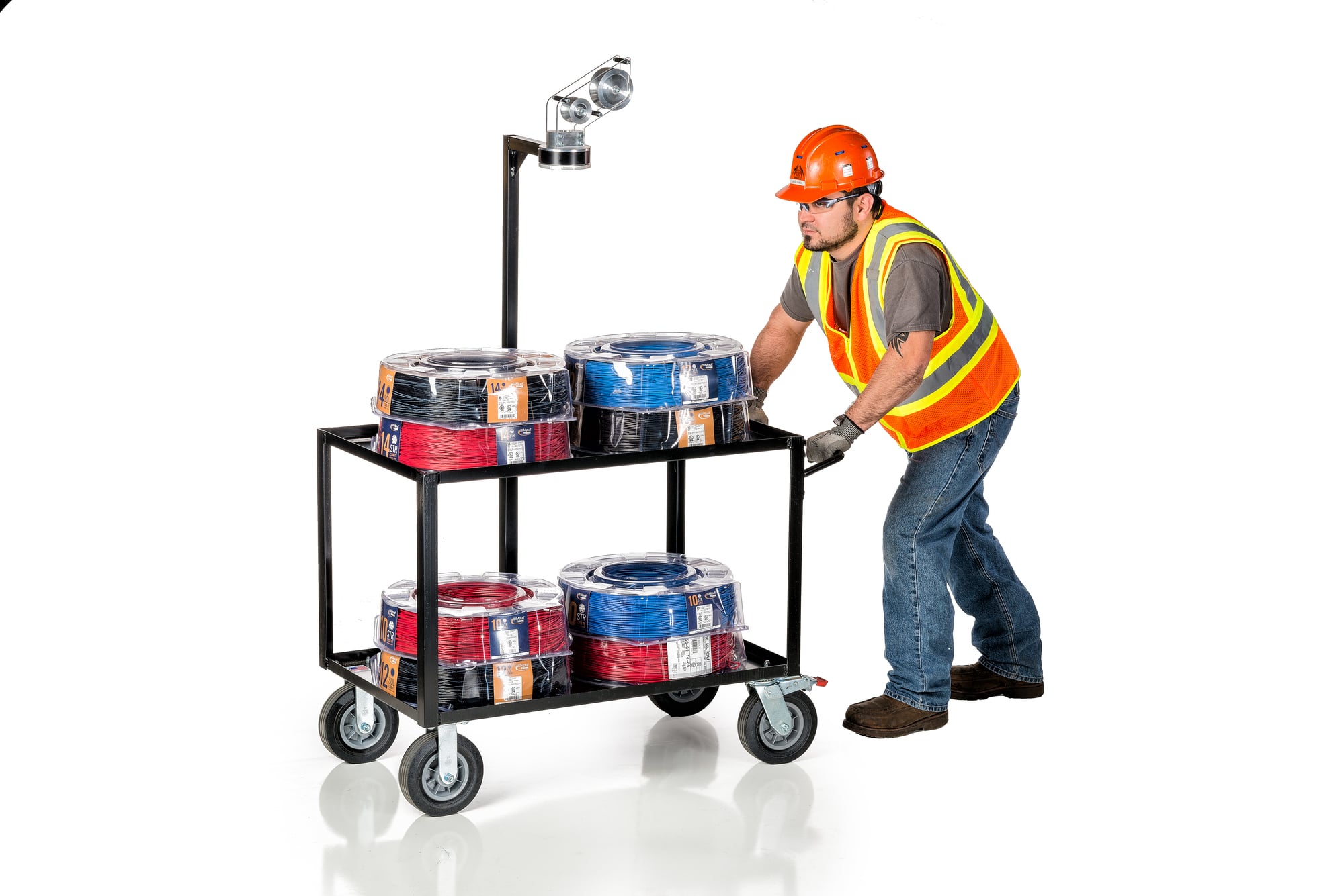 Multipurpose cart designed for rugged use on nearly any construction site.