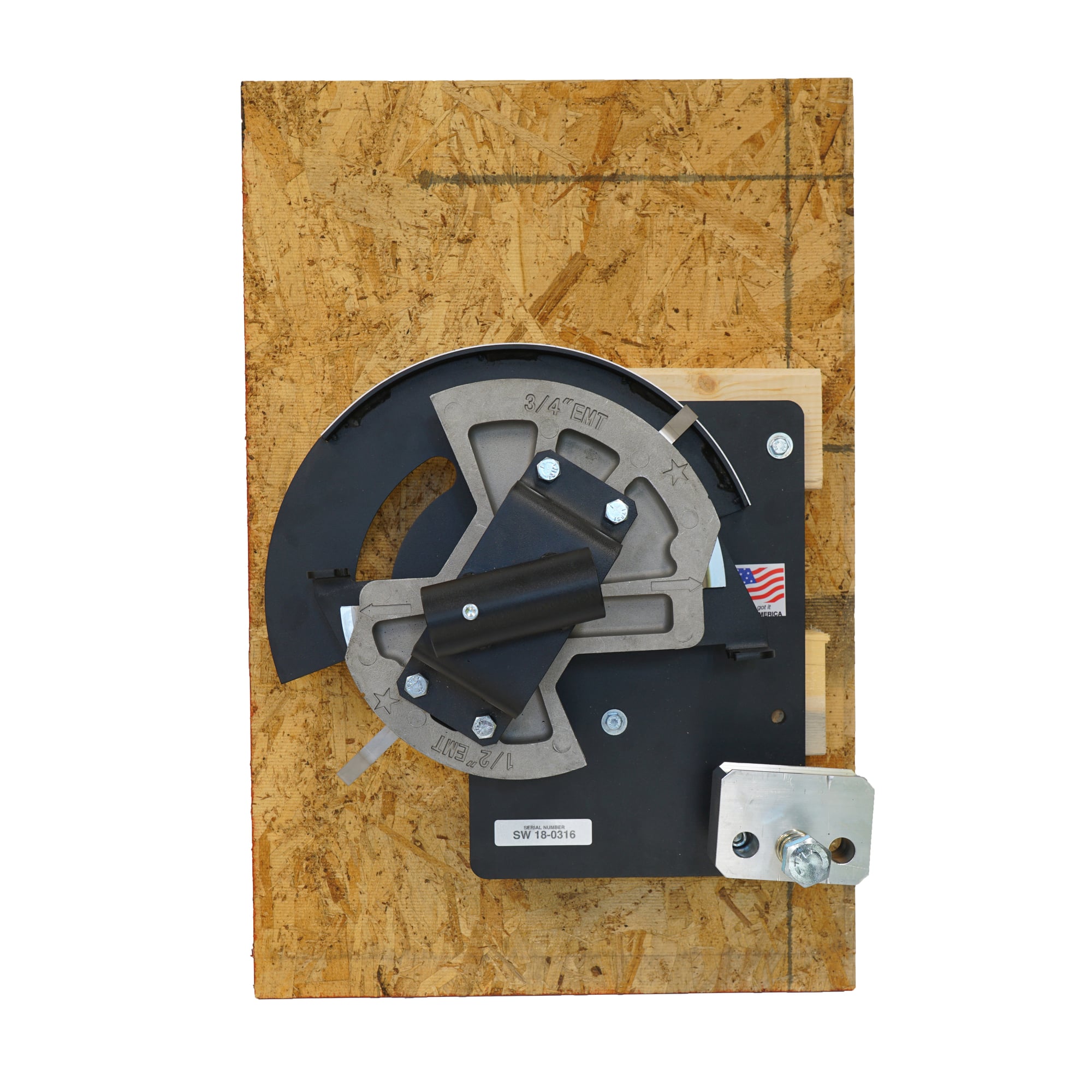 Unique dual bending shoe, designed for both 3/4" & 1/2" EMT