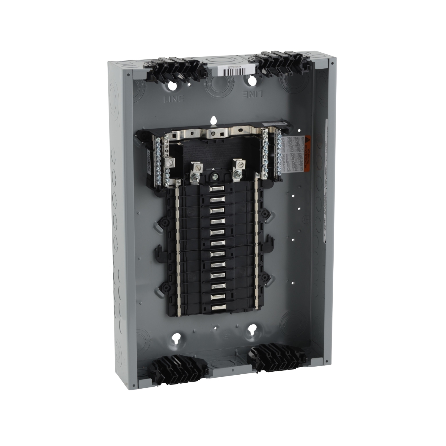 Load center, QO, 1 phase, 24 spaces, 34 circuits, 125A convertible main lugs, PoN, NEMA1, Qwik-grip, gnd bar