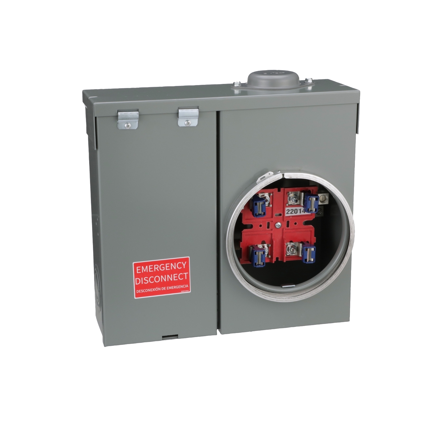 Meter mains, QO, CSED, ringed socket, 125A, surface mount, no bypass