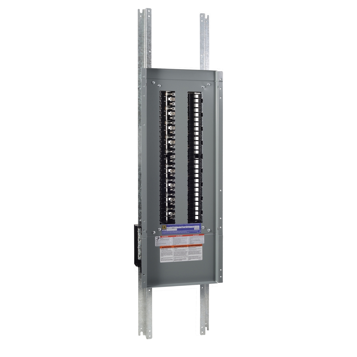 Panelboard interior, NQ, main lugs, 400A, Al bus, 54 pole spaces, 3 phase, 4 wire, 240VAC, 48VDC