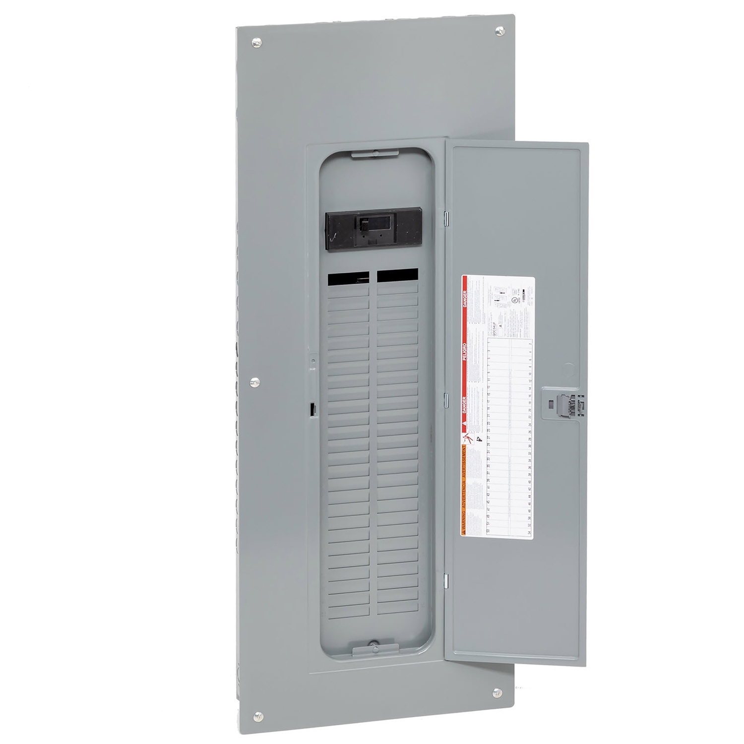 Load center, QO, 1 phase, 54 spaces, 64 circuits, 200A convertible main breaker, PoN, NEMA1, combo cover