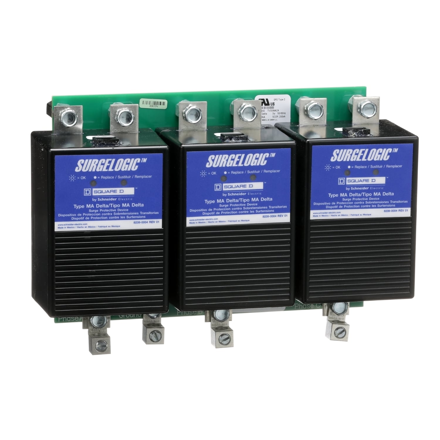 OEM assembler kit, Surgelogic, 240kA, 480 VAC delta, 3 phase, 3 wire, SPD type 2