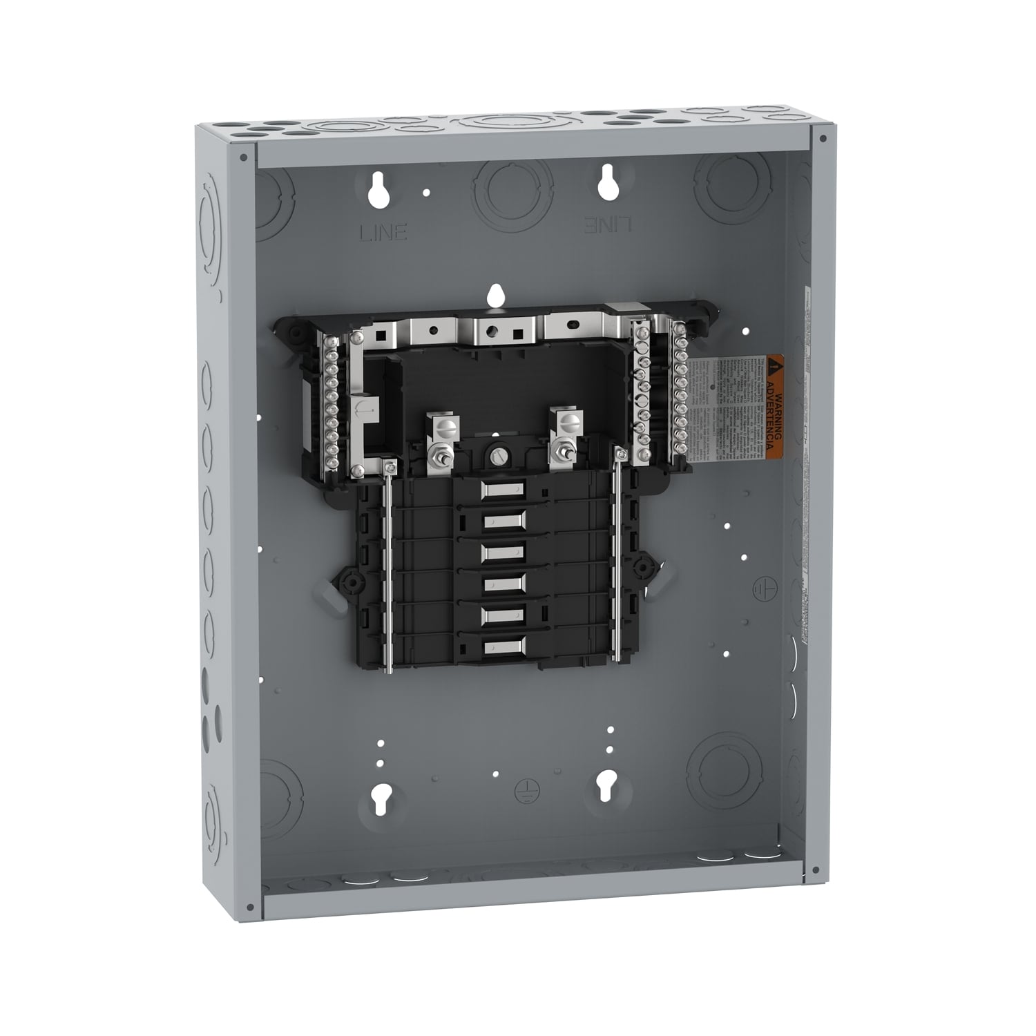 Load center, QO, 1 phase, 12 spaces, 12 circuits, 125A convertible main lugs, PoN, NEMA1, gnd bar, UL