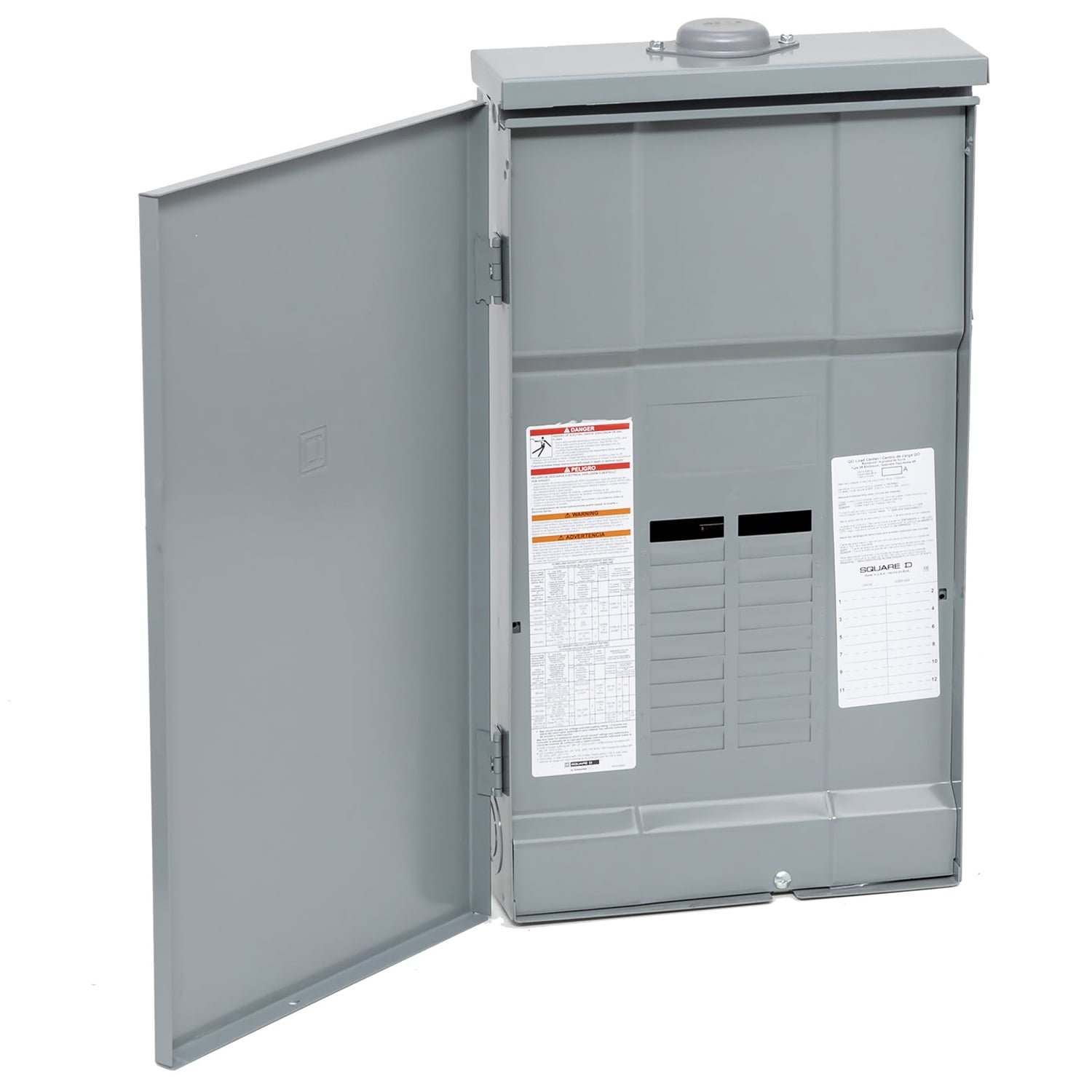 Load center, QO, 1 phase, 12 spaces, 24 circuits, 200A convertible main lugs, PoN, NEMA3R, gnd bar