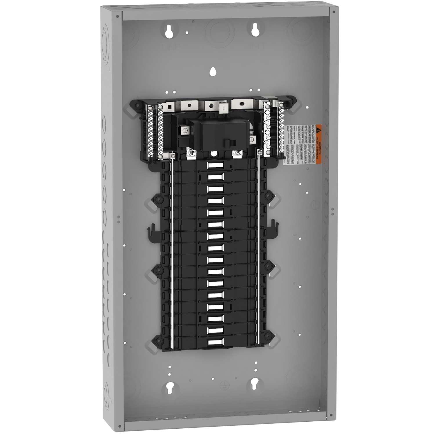 Load center, QO, 1 phase, 32 spaces, 38 circuits, 125A convertible main breaker, PoN, NEMA1