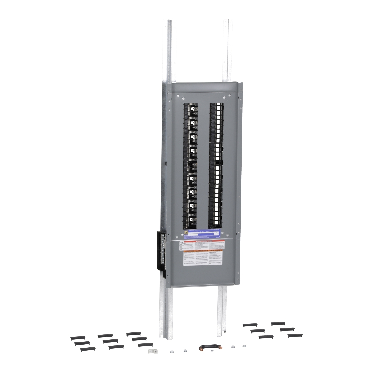 Panelboard interior, NQ, main lugs, 600A, Cu bus, 54 pole spaces, 3 phase, 4 wire, 240VAC, 48VDC